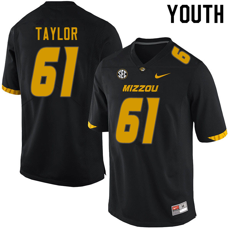 Youth #61 Richard Taylor Missouri Tigers College Football Jerseys Sale-Black